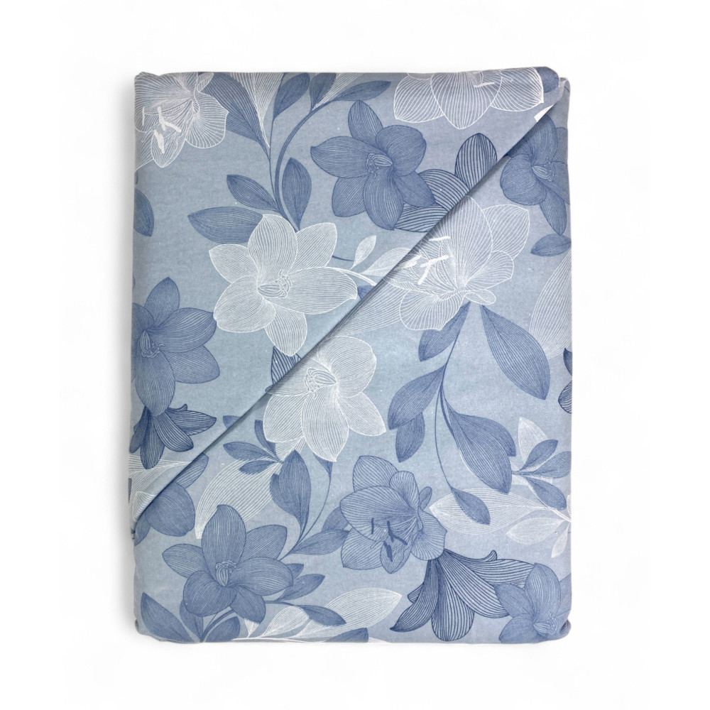 Flannel Double Duvet Cover 250x200 cm "Sleeping Time" - Light Blue Flower