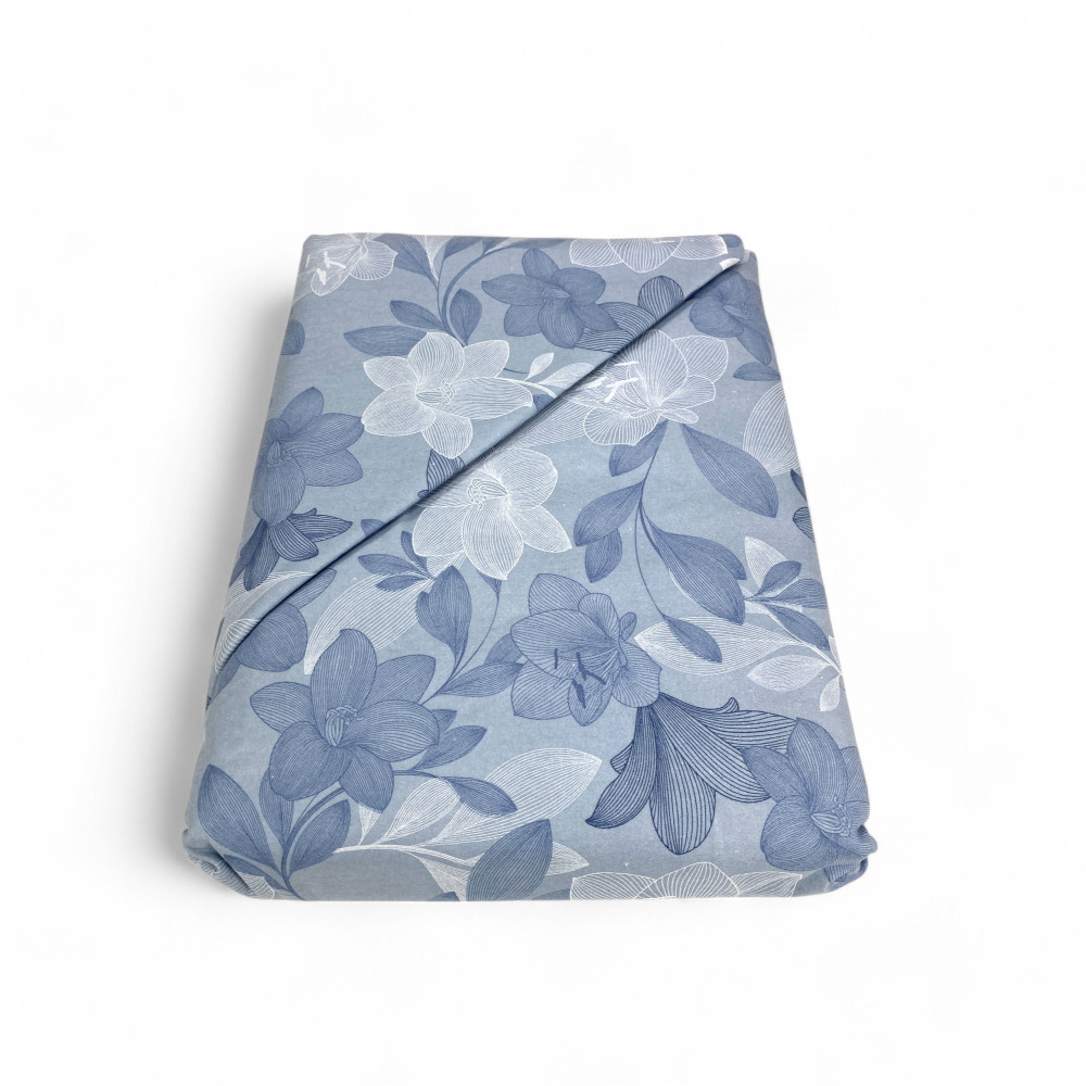Flannel Double Duvet Cover 250x200 cm "Sleeping Time" - Light Blue Flower