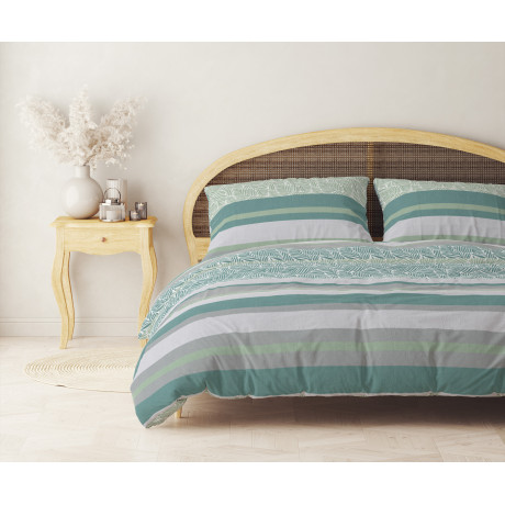 Housse de couette double en flanelle 250x200 cm « Sleeping Time » - Fougère verte