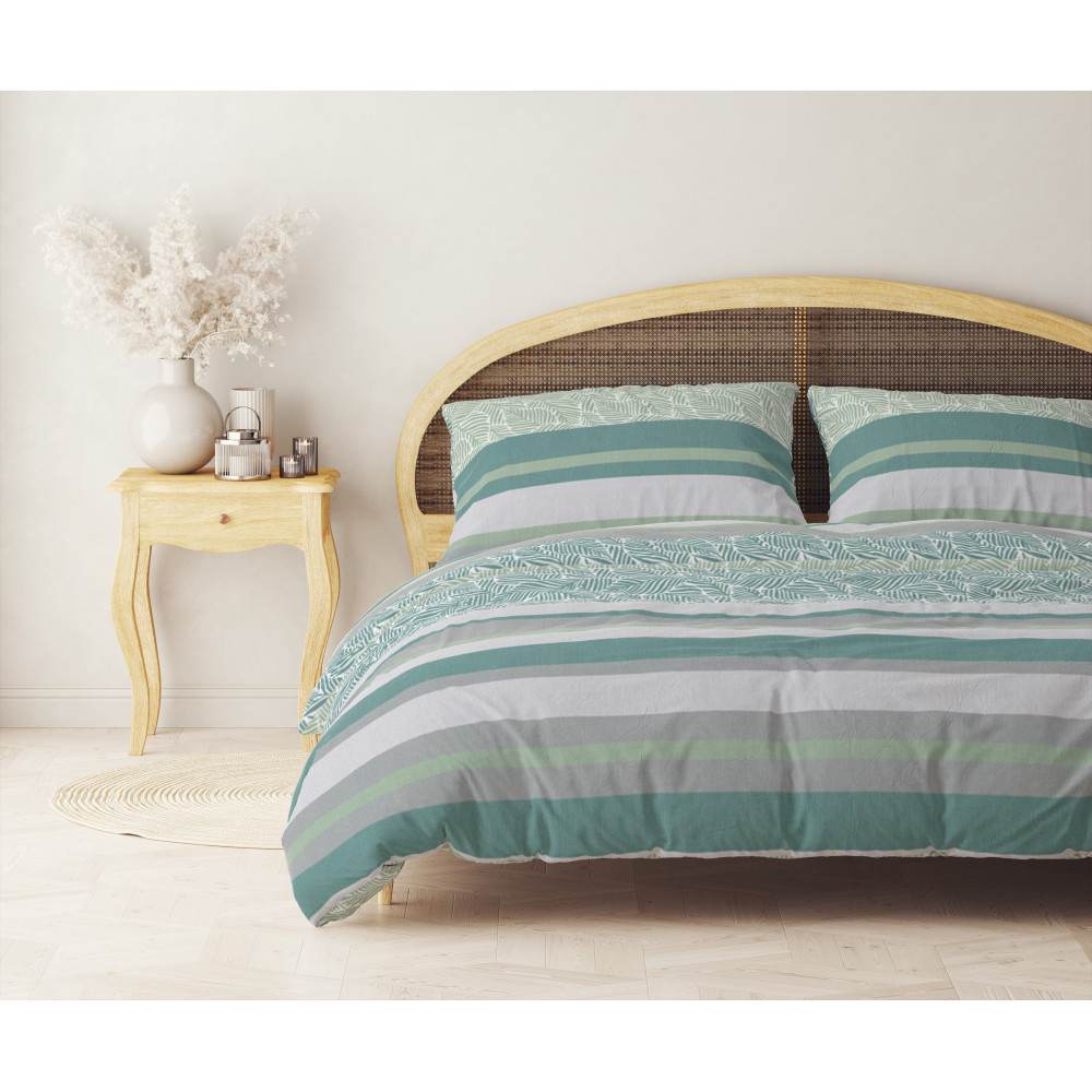 Doppelbettbezug aus Flanell 250x200 cm "Sleeping Time" - Green Farn