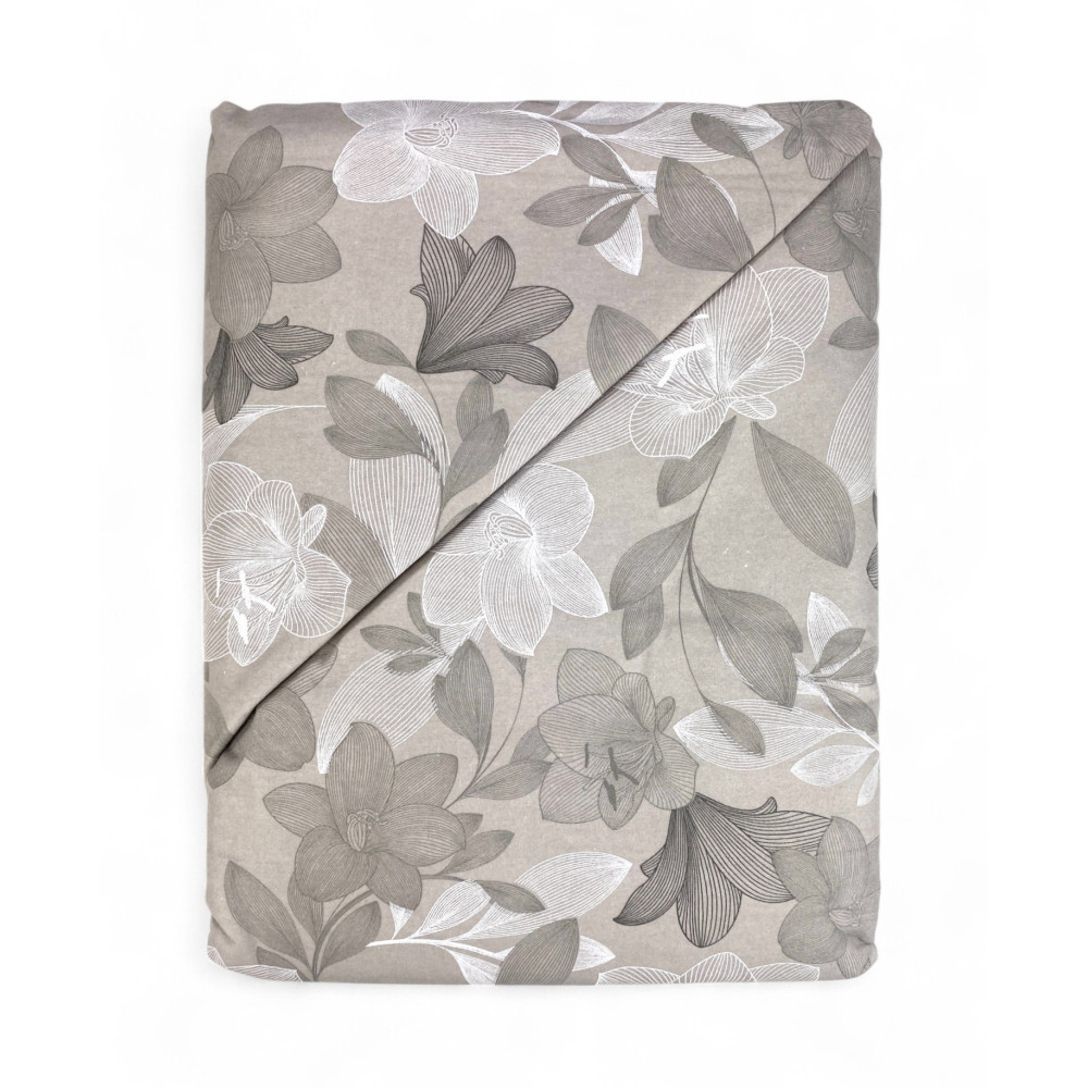 Flannel Double Duvet Cover 250x200 cm "Sleeping Time" - Dove Grey Flower