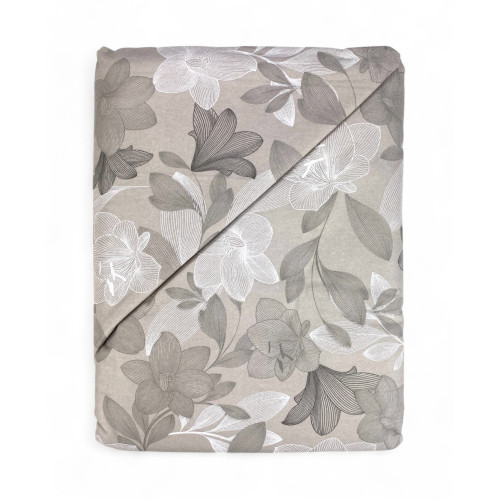 Flannel Double Duvet Cover 250x200 cm "Sleeping Time" - Dove Grey Flower