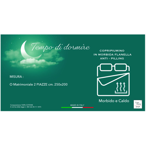 Copripiumino Matrimoniale Flanella 250x200 cm "Tempo di Dormire" - Fiore Tortora