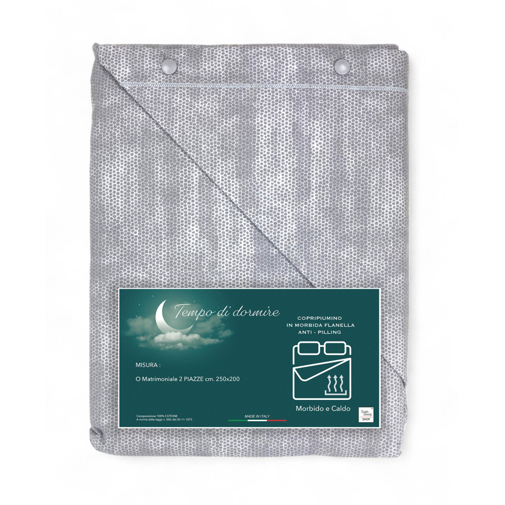 Funda nórdica doble de franela gris niño 250x200 | Hecho en Italia
