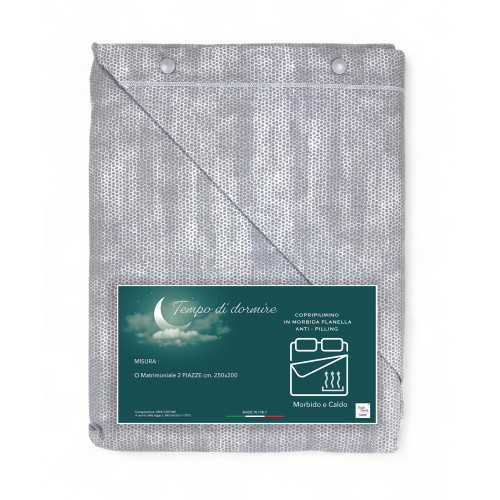 Grey Boy Flannel Double Duvet Cover 250x200 | Made in Italy