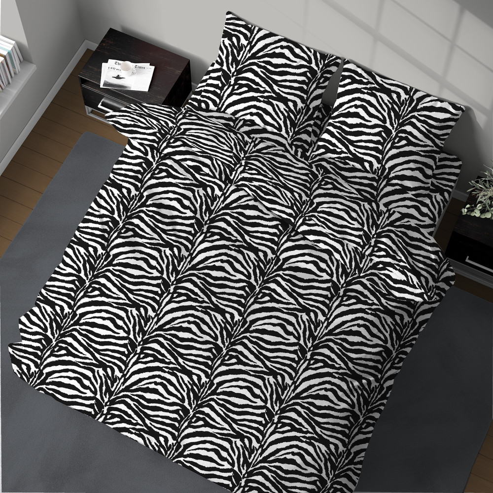Doppelbettbezug aus Flanell 250x200 cm "Sleep Time" - Zebra | Warm, weich und Made in Italy