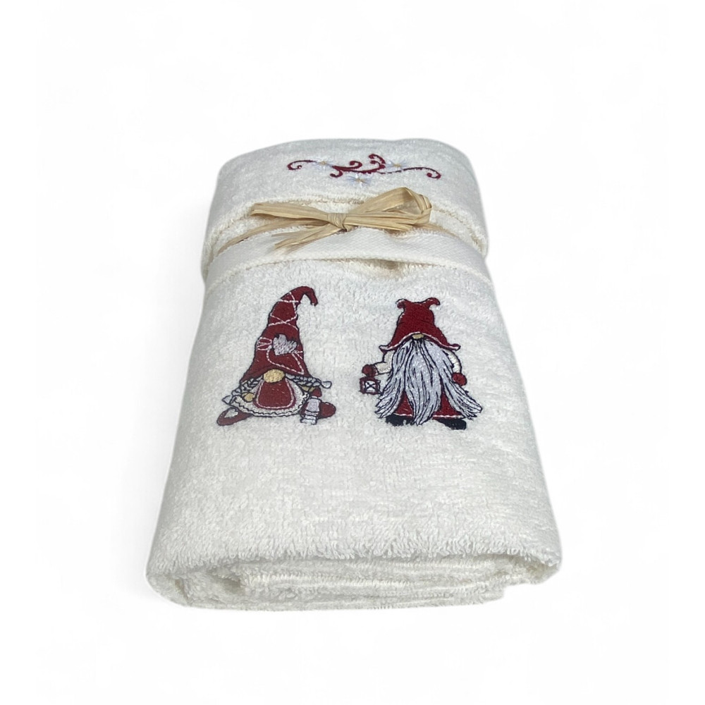 Lot de serviettes en pur coton avec de jolis lutins tyroliens brodés