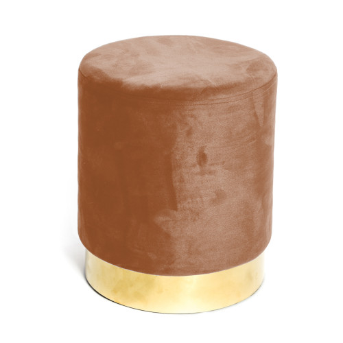 Pouf pouf en velours rouille avec base dorée | Ø32xH40 cm, élégant et résistant