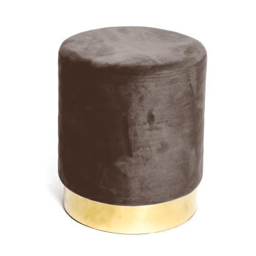 Pouf Poggiapiedi Velvet in Velluto Marrone con Base Dorata | Ø32xH40 cm, Elegante e Resistente