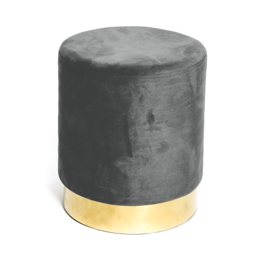 Velvet Hocker Pouf aus dunkelgrauem Samt mit goldenem Gestell | Ø32xH40 cm, elegant und widerstandsfähig