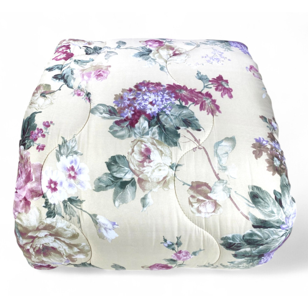 Steppdecke Sanderson Flower Beige Winter - Elegantes warmes Betttuch 300 gr/qm Made in Italy