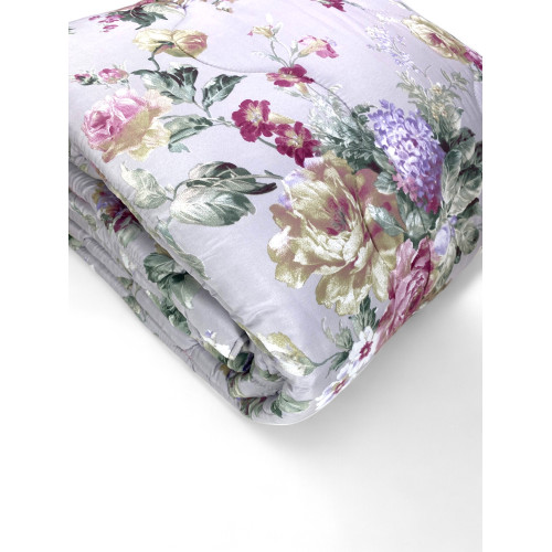 Edredón © sanderson lazo de flores gris invierno - Edredón cálido 300 gr/m², elegante estampado floral, hecho en Italia