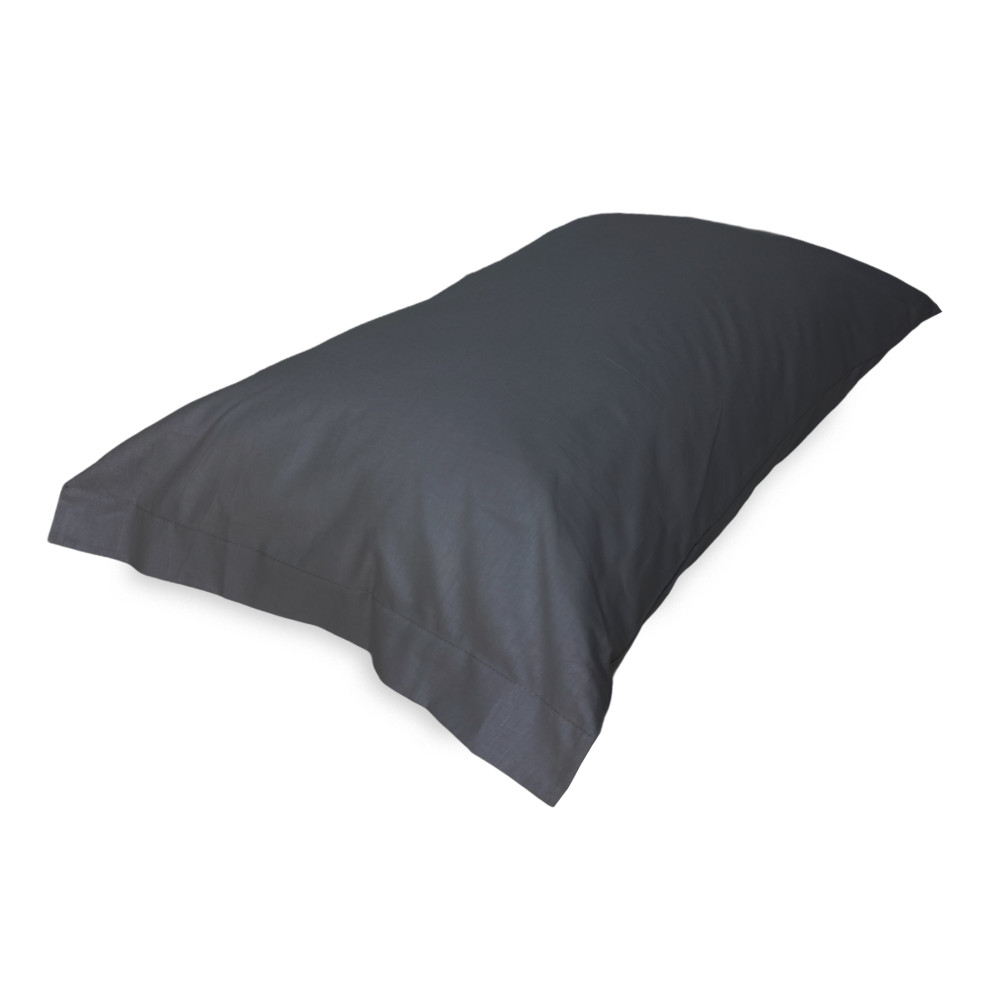 Paire de taies d’oreiller gris plomb 100% coton, Made in Italy, lavable, 52x82 cm