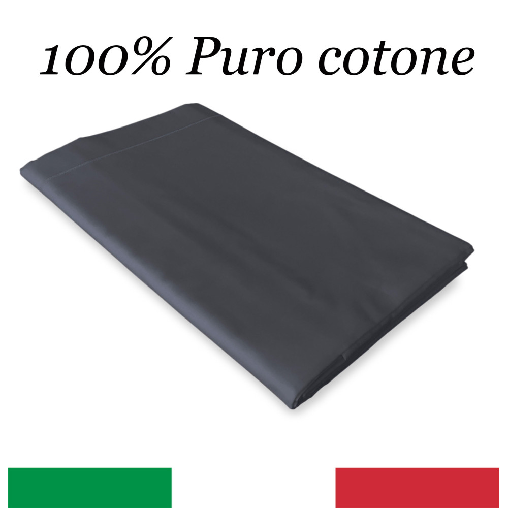 Lenzuolo di Sopra Grigio Piombo 100% Cotone, Made in Italy, Lavabile