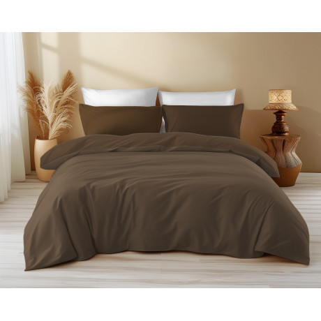 Funda nórdica de algodón marrón macizo – Sleep Time, 100% algodón puro, suave y transpirable