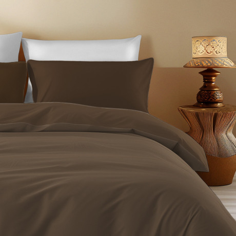 Housse de couette en coton marron uni – Sleep Time, 100 % pur coton, douce et respirante 2