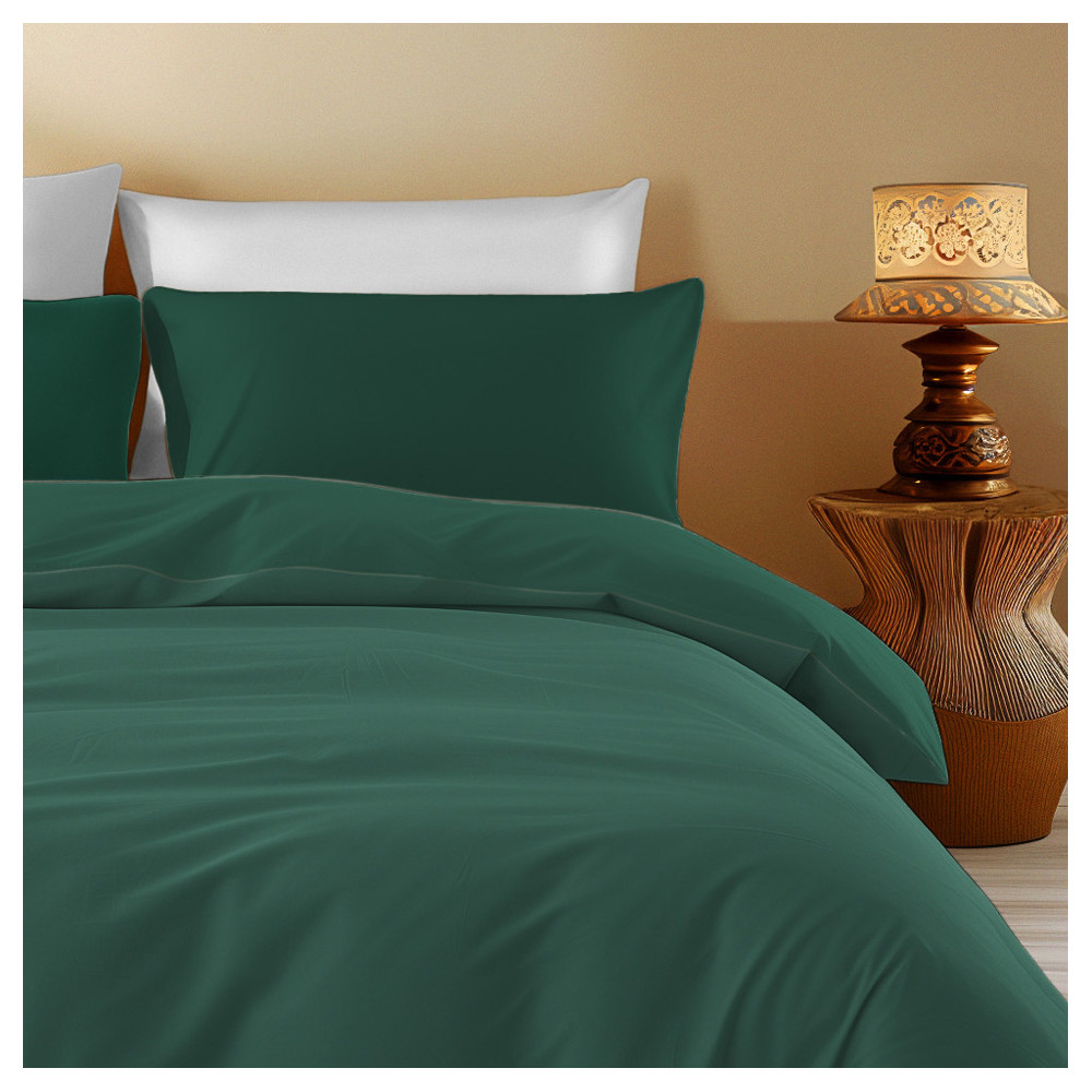 Housse de couette en coton uni vert – temps de sommeil, 100 % pur coton, douce et respirante