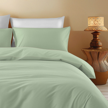 Solid Green Cotton Duvet Cover – Sleep Time, 100% Pure Cotton, Soft and Breathable 2
