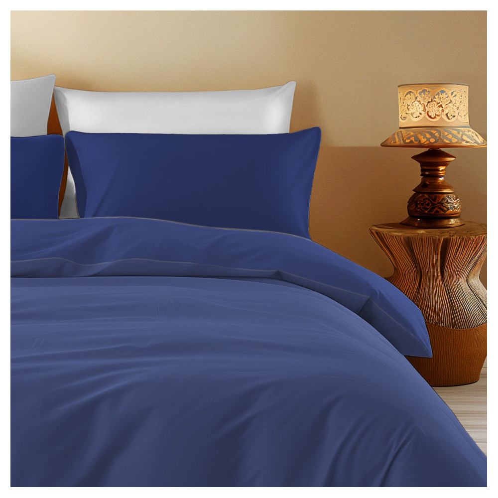 Funda nórdica de algodón de color sólido azul oscuro - Sleep Time, 100% algodón puro, suave y transpirable
