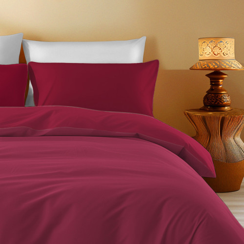 Solid Cotton Duvet Cover Bordeaux - Sleep Time, 100% Pure Cotton, Soft and Breathable