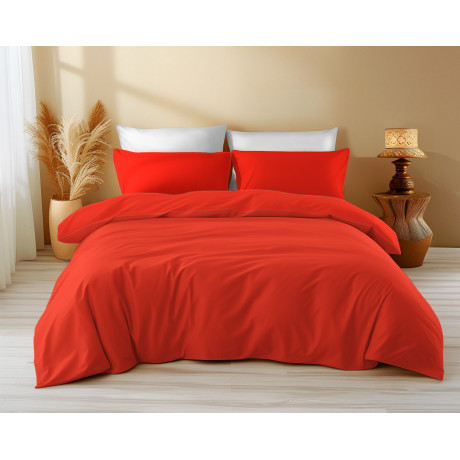 Bettbezug aus fester roter Baumwolle - Sleep Time, 100% reine Baumwolle, weich und atmungsaktiv