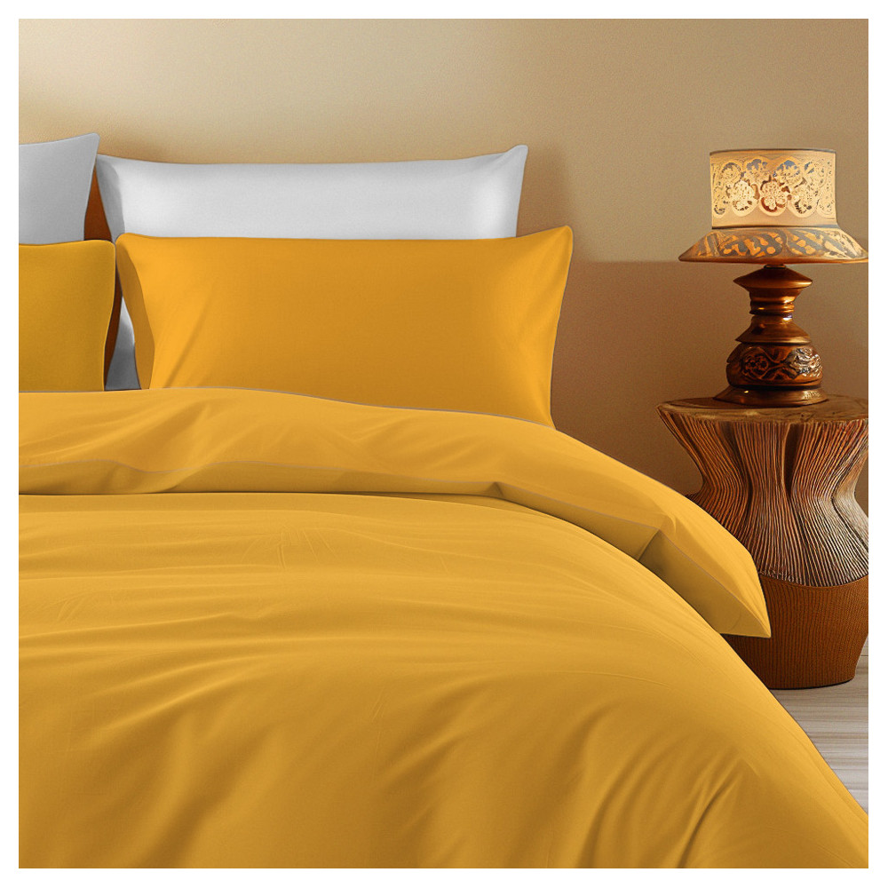 Solid Ochre Cotton Duvet Cover - Sleep Time, 100% Pure Cotton, Soft and Breathable