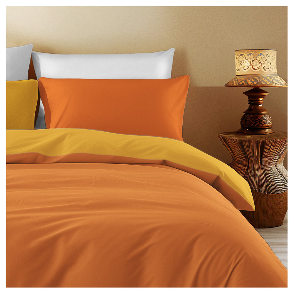 Dark Orange/Light Orange Double Face Duvet Cover - 100% Cotton, Soft and Breathable