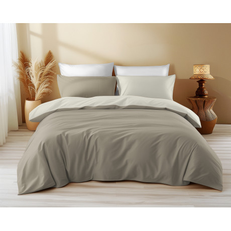 Copripiumino Double Face Tortora Chiaro/Tortora Scuro - 100% Cotone, Elegante e Morbido