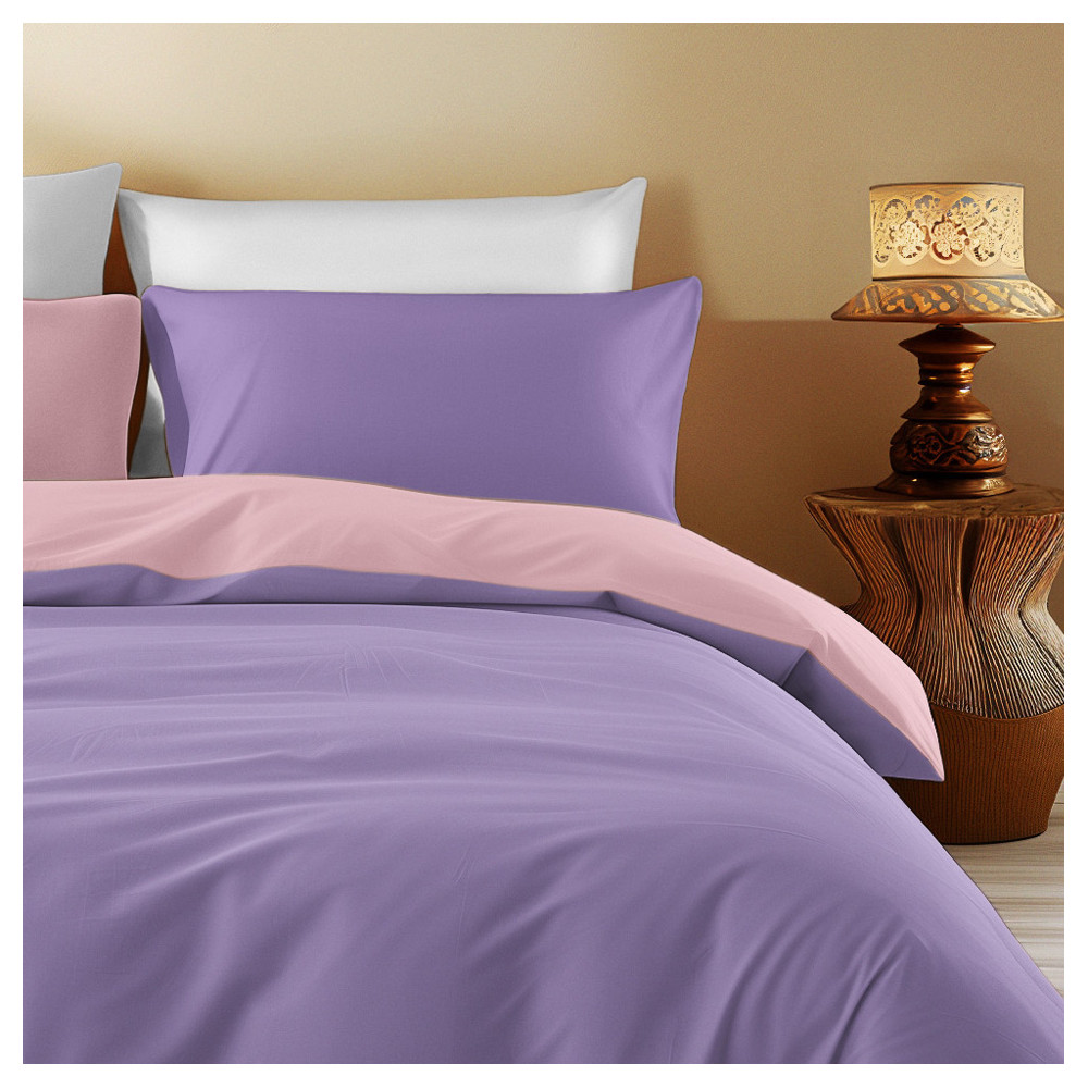 Copripiumino Double Face Rosa/Lilla - 100% Cotone, Elegante e Traspirante