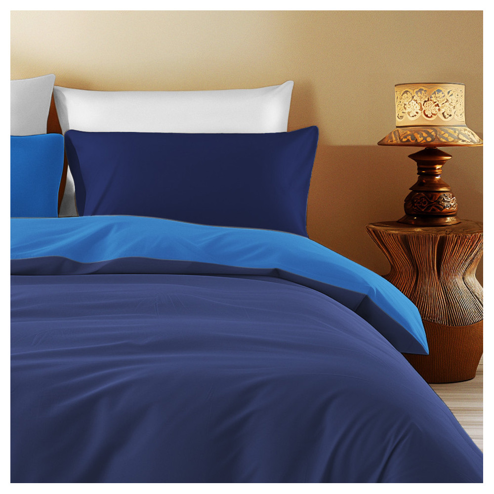 Double Face Bettbezug Dunkelblau/Bluette - 100% Baumwolle, elegant und atmungsaktiv