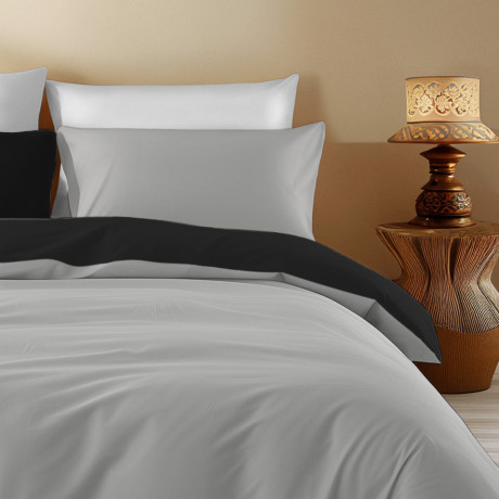 Double Face Bettbezug Grau/Schwarz - 100% Baumwolle, elegant und atmungsaktiv 2