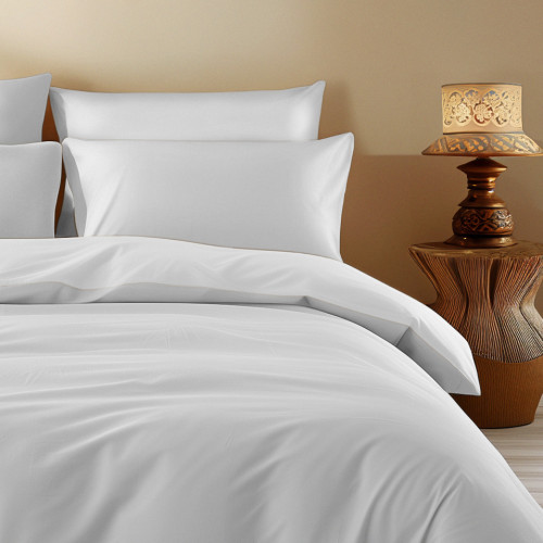 Housse de couette blanche 100 % coton - douce, respirante, fermeture avec boutons clic-clac - Fabriqué en Italie