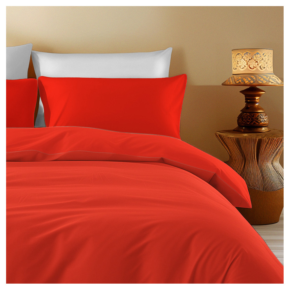 Solid Red Cotton Quilt Cover - Breathable, Soft, Made in Italy