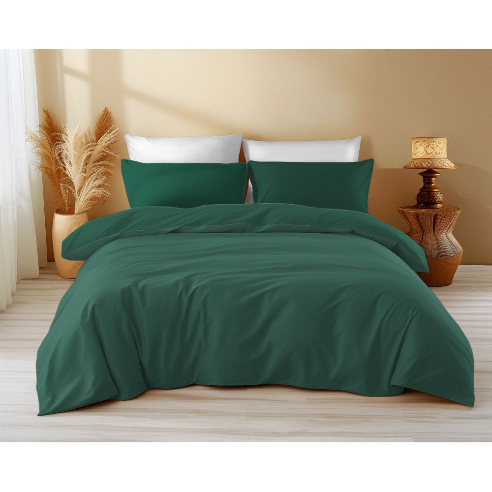 Solid Color Dark Green Cotton Quilt Cover Sleep Time - Soft & Breathable