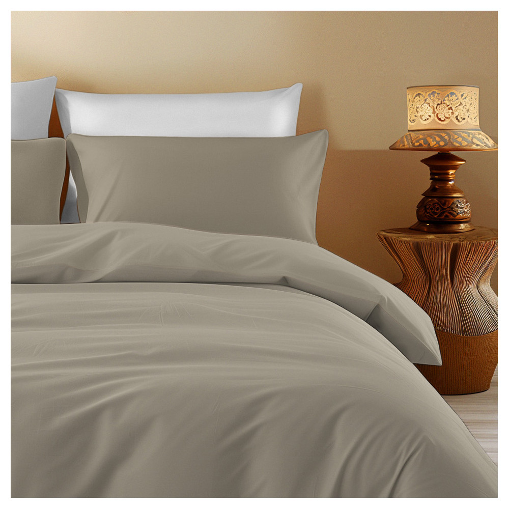 Taupe Taupe Funda de edredón de algodón de color sólido Sleep Time - Elegante y transpirable