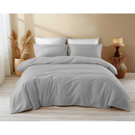 Solid Color Cotton Quilt Cover Gray Sleep Time - Elegant and Breathable