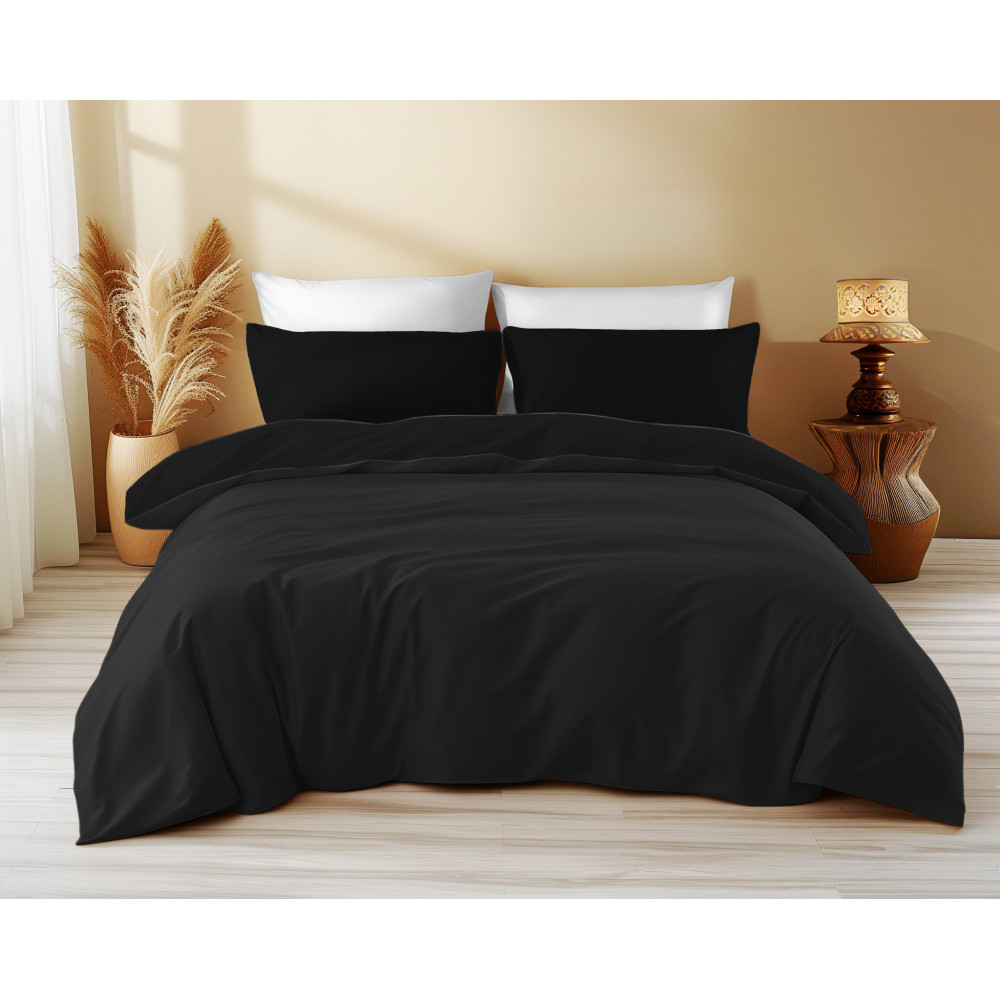 Copritrapunta in Cotone Tinta Unita Nero Tempo di Dormire - Eleganza e Comfort