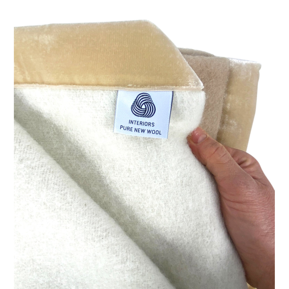 ZWEIFARBIGE DECKE aus echter reiner Schurwolle, weich und warm Beige