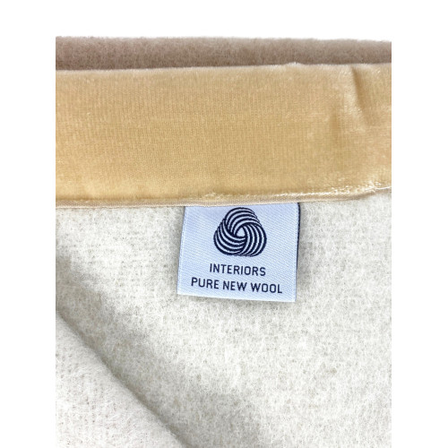 COPERTA BICOLOR in vera pura LANA vergine  morbida e calda Beige