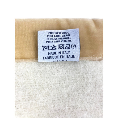 COUVERTURE BICOLORE en pure LAINE vierge véritable doux et chaud Beige