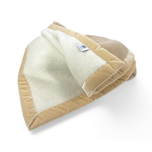 COPERTA BICOLOR in vera pura LANA vergine  morbida e calda Beige