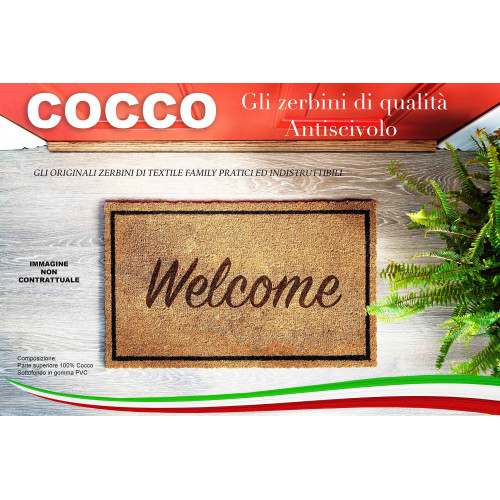 Tappeto Ingresso Esterno in Cocco – Zerbino con Coccinelle e Girasoli – Antiscivolo 40x70 cm