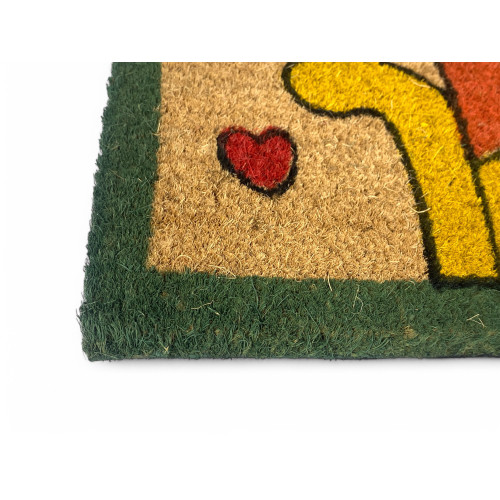 Alfombra de Entrada Exterior en Coco - Felpudo Friends con Gatos de Colores - Antideslizante 40x70 cm