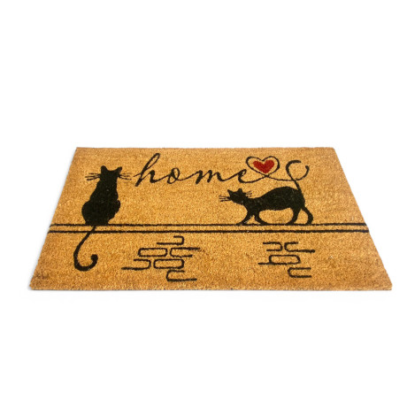 Outdoor-Eingangsteppich aus Kokosnuss - Home Fußmatte mit stilisierten Katzen - rutschfest 40x70 cm 2