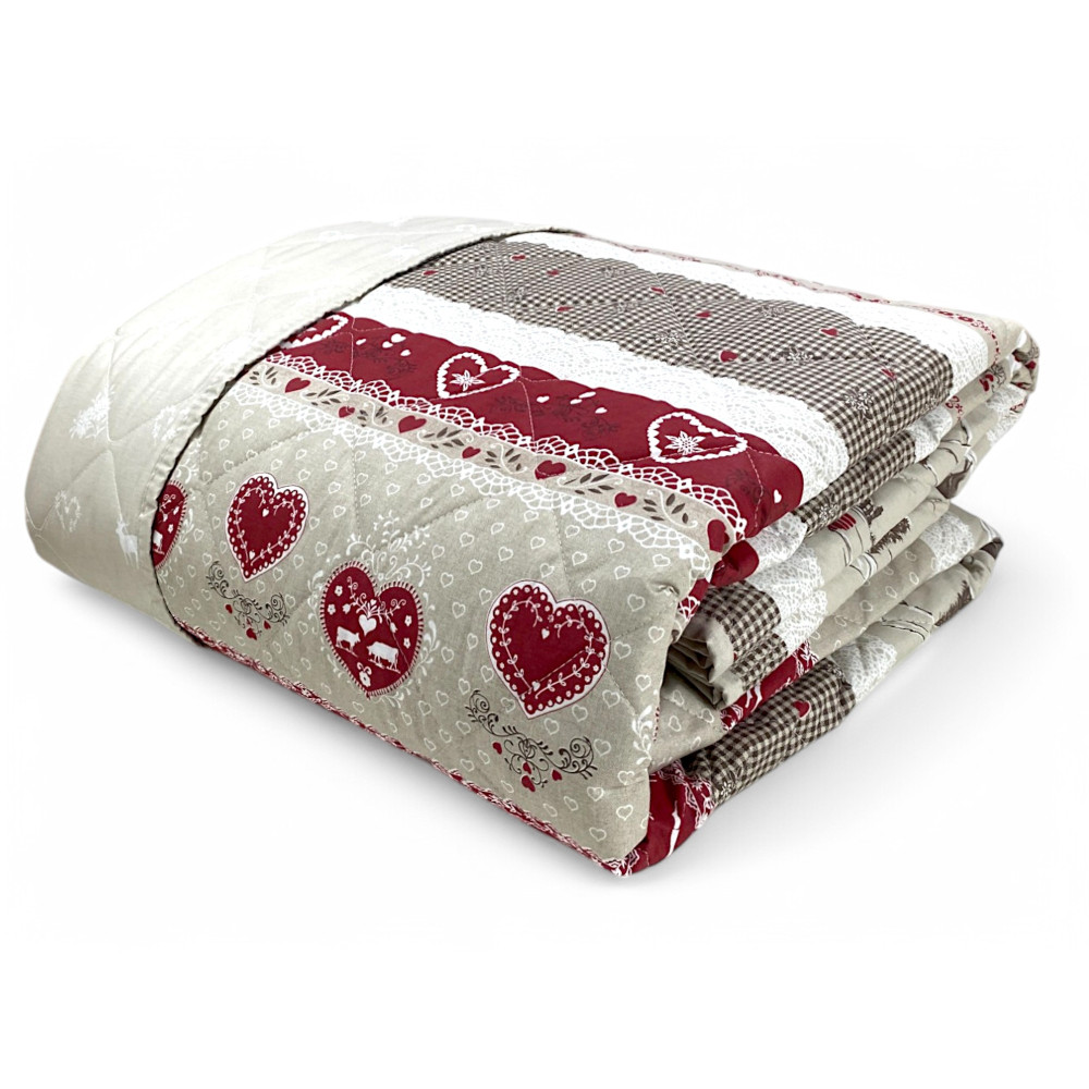 Quilted bedspread in pure cotton and hypoallergenic polyester