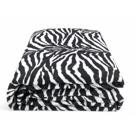 Gesteppte Tagesdecke aus reiner Zebra-Baumwolle in Schwarz und Weiß 2