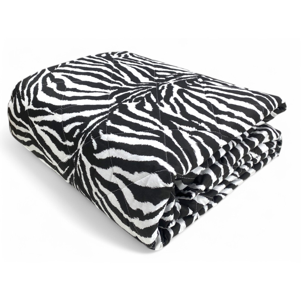 Quilted bedspread in pure black and white zebra cotton