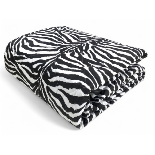 Couvre-lit matelassé en pur coton zèbre noir et blanc