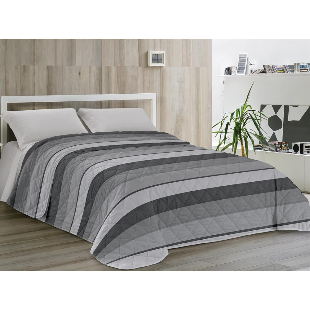 Grey Stripe Light Quilt - Spring Summer Quilt in Cotton - Made in Italy