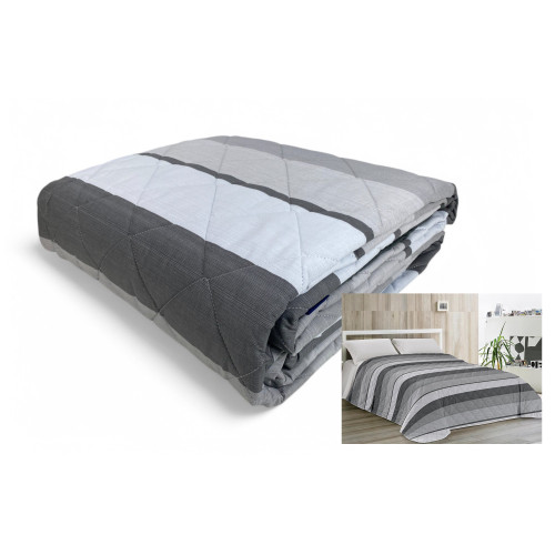 Grey Stripe Light Quilt - Spring Summer Quilt in Cotton - Made in Italy